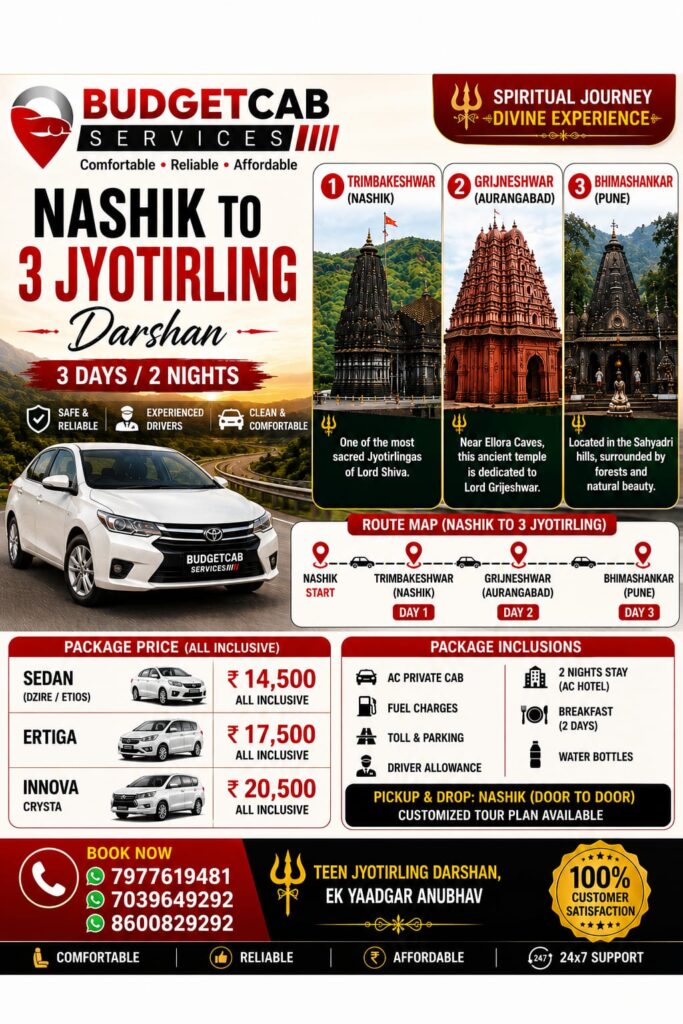 Nashik to 3 Jyotirling Darshan Cab Package