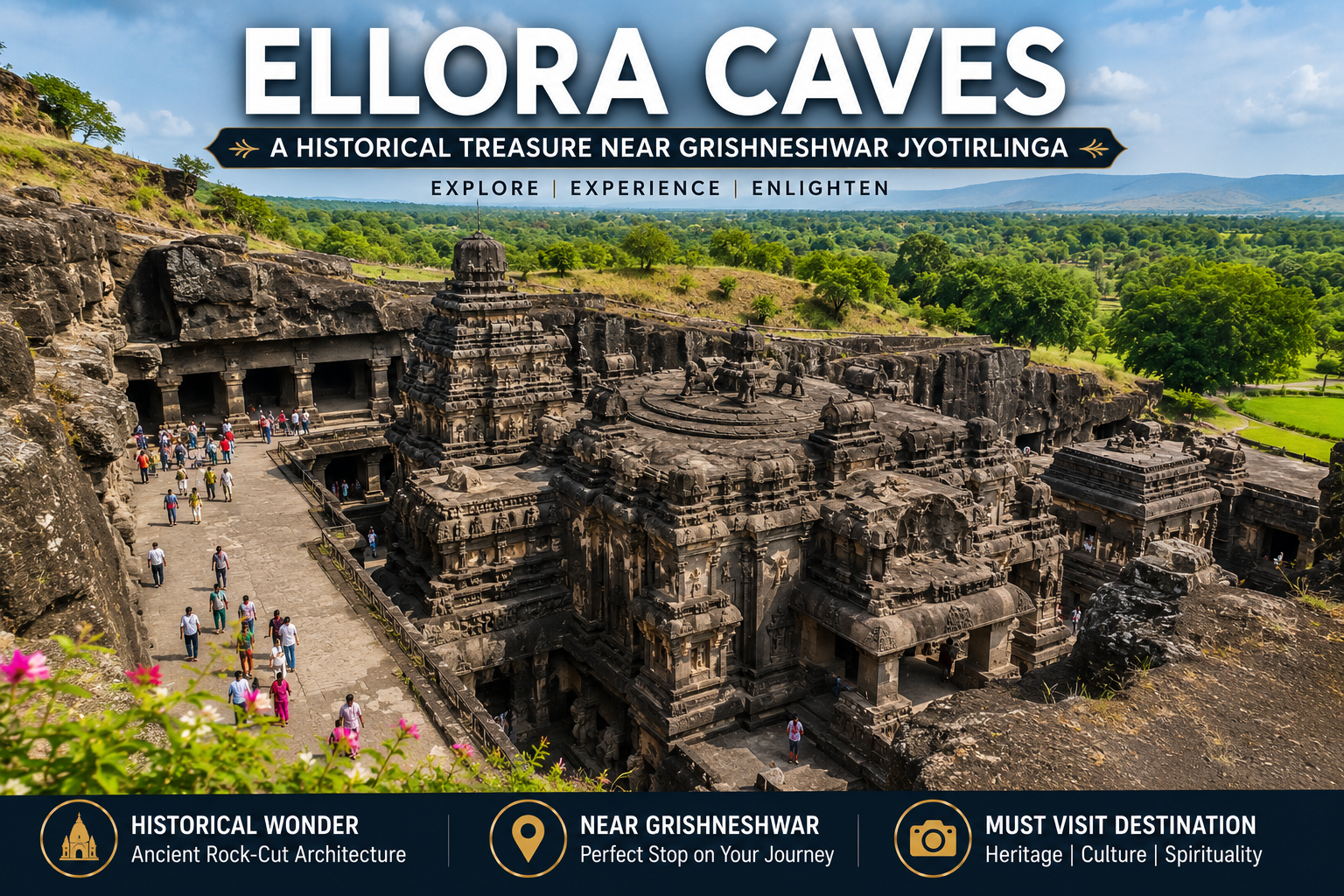 Ellora Caves near Grishneshwar Jyotirlinga on a Nashik to 3 Jyotirlinga trip