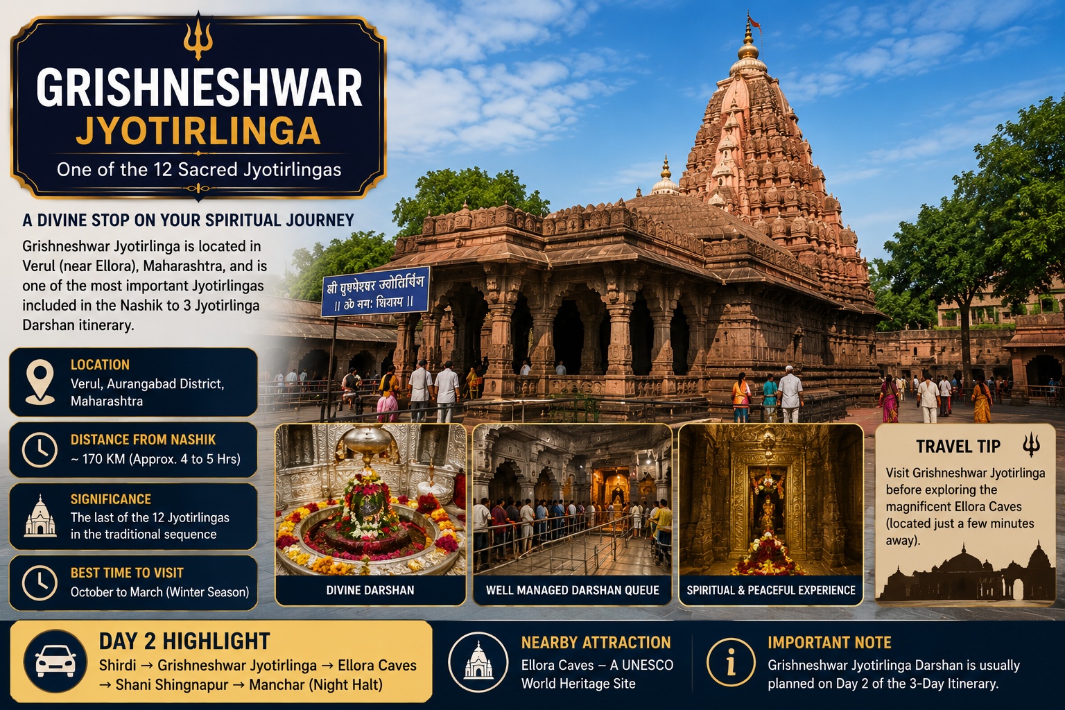 Grishneshwar Jyotirlinga Darshan near Ellora in Maharashtra