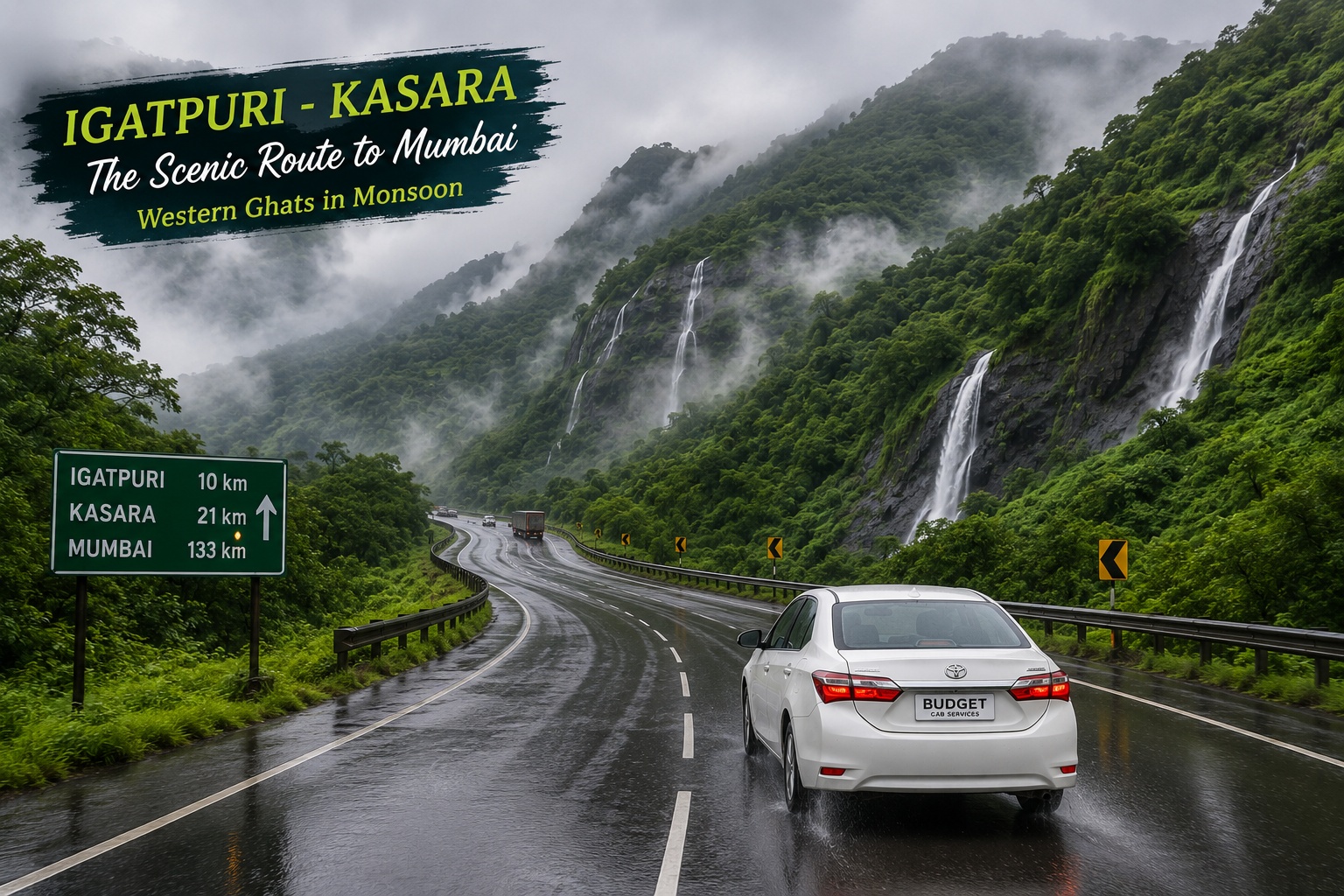 Igatpuri Kasara Western Ghats road with greenery during monsoon