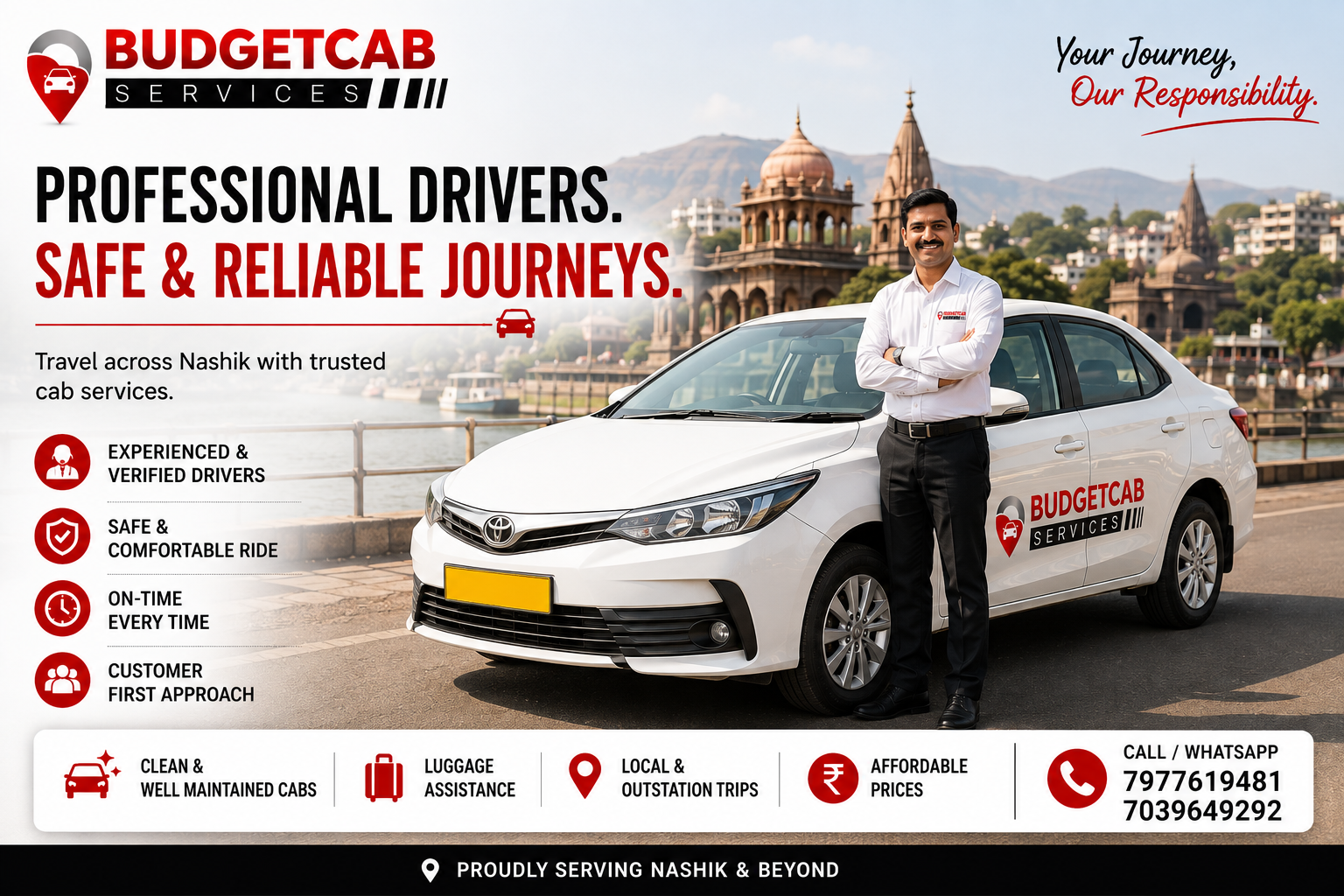 Nashik cab service with professional driver and Budget Cab Services taxi for local and outstation travel