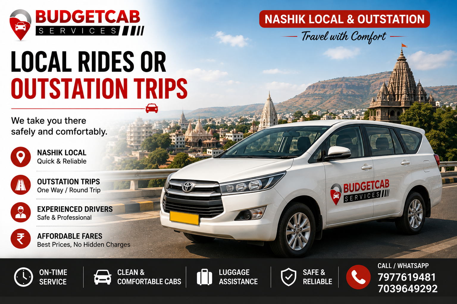 Nashik local and outstation cab service with Budget Cab Services taxi
