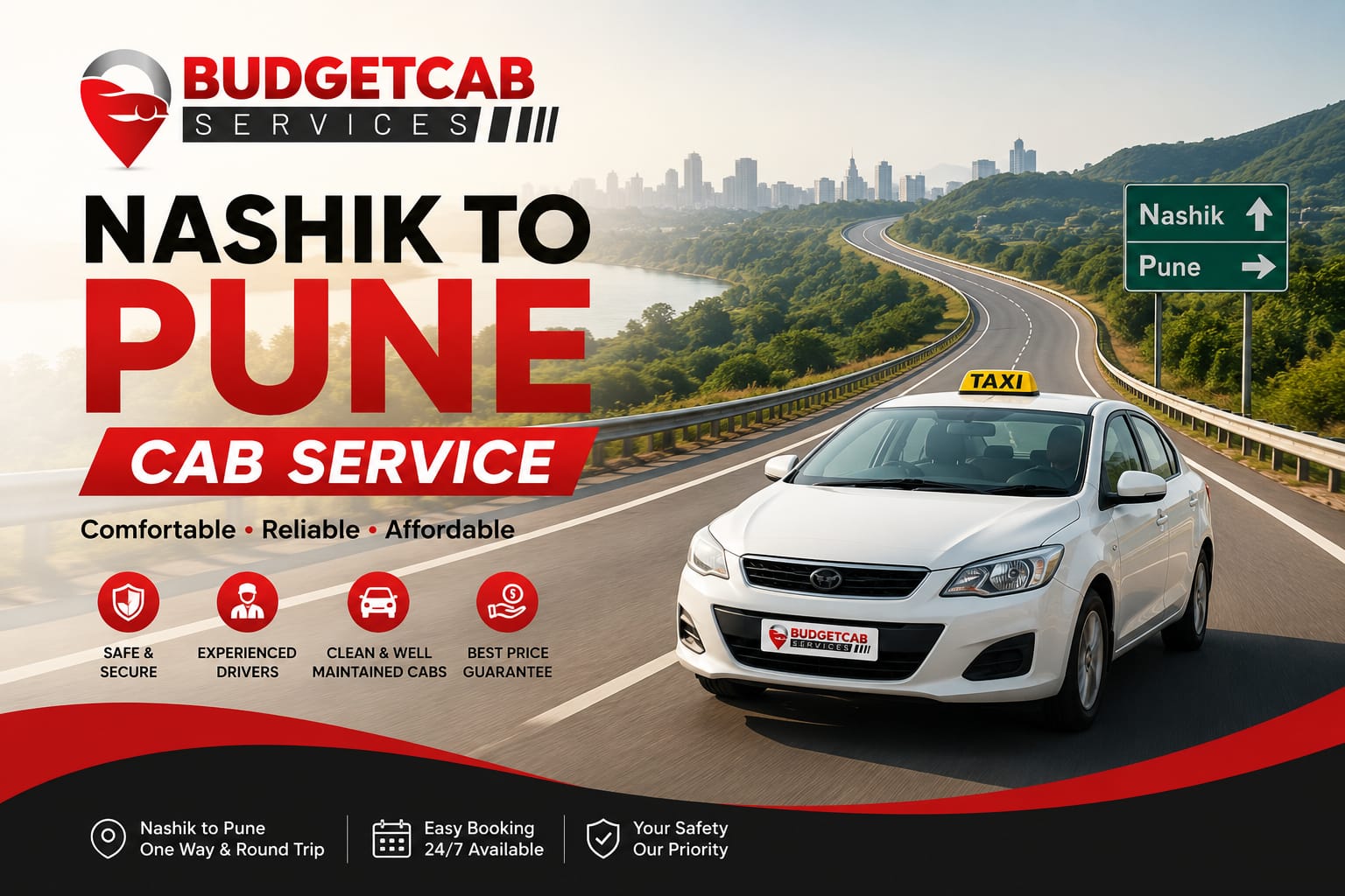 Nashik to Pune Cab Service by Budget Cab Services