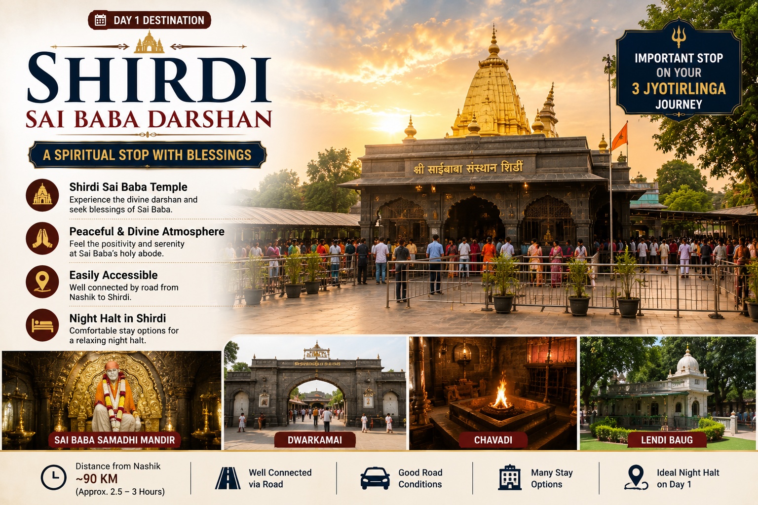 Shirdi Sai Baba Darshan - Nashik to 3 Jyotirlinga Trip