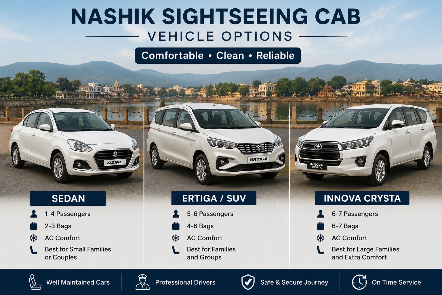 Nashik One Day Sightseeing Tour vehicle options