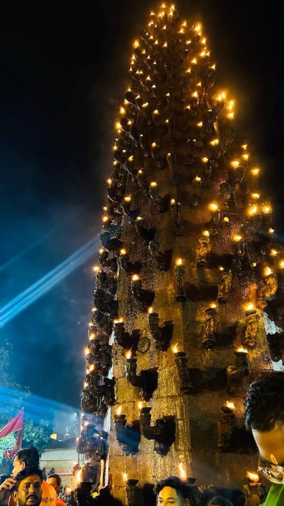 Mahakaleshwar Temple Ujjain illuminated with traditional lamps at night
