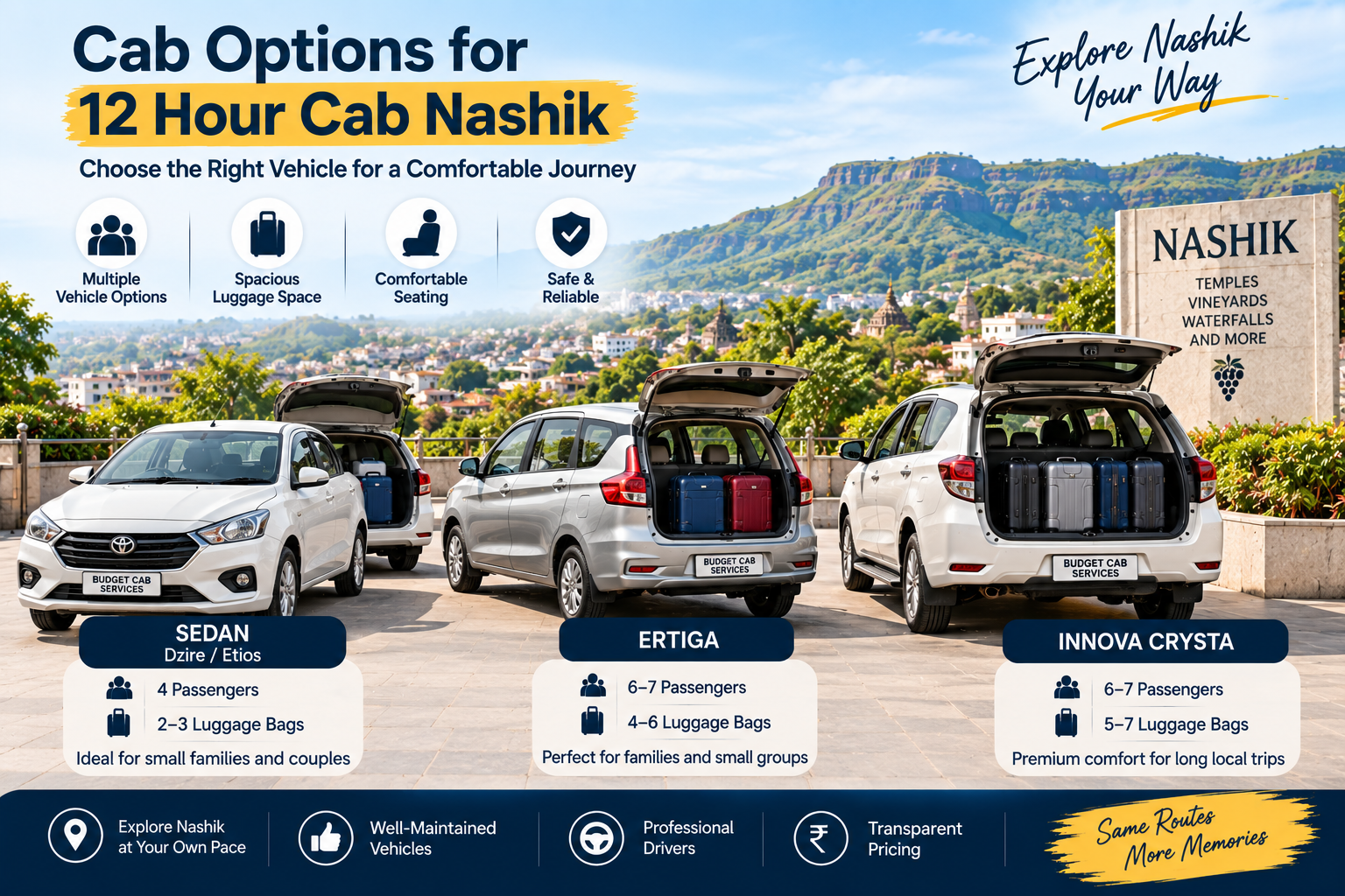 Cab options for 12 Hour Cab Nashik booking