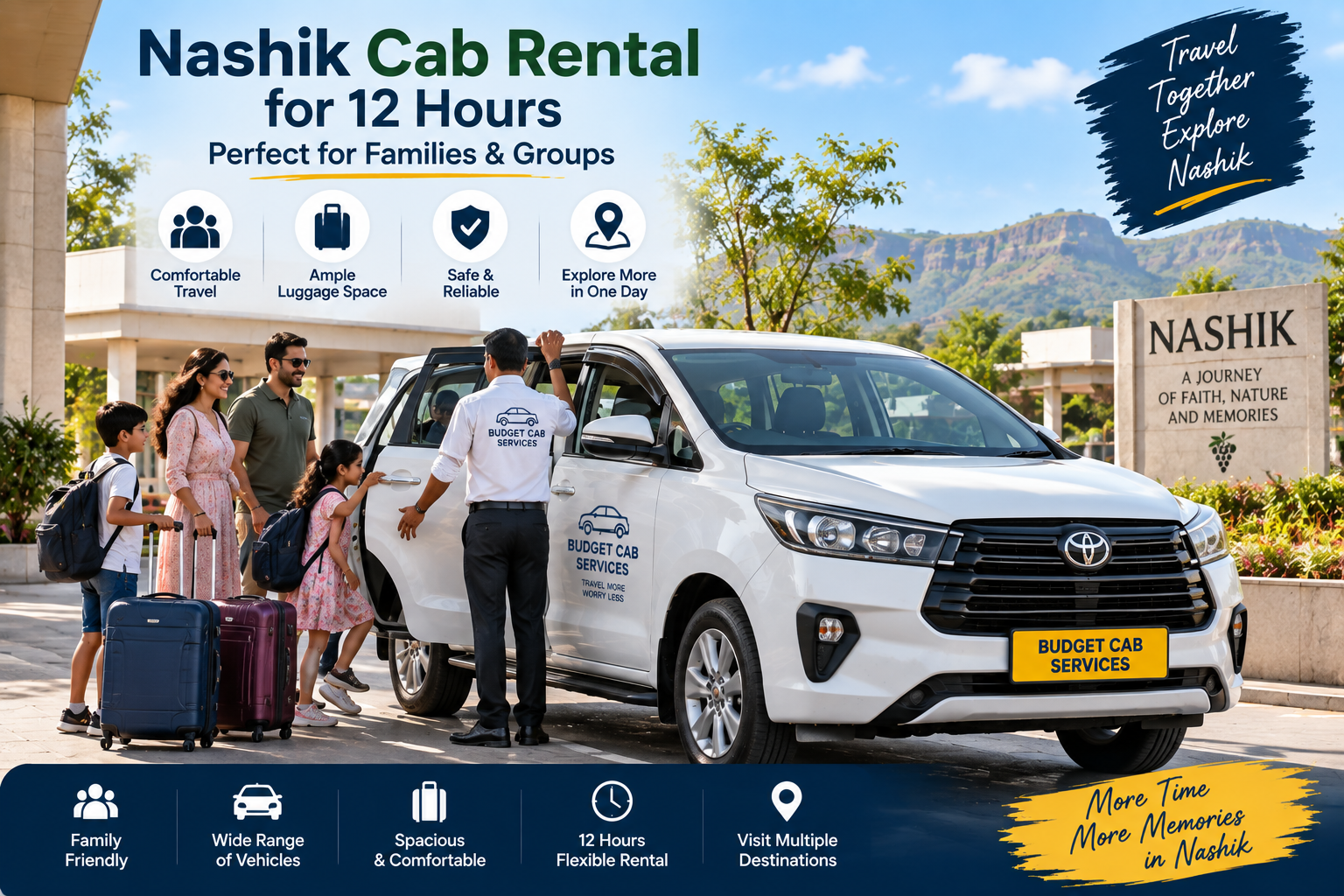 Nashik Cab Rental for 12 Hours for family travel