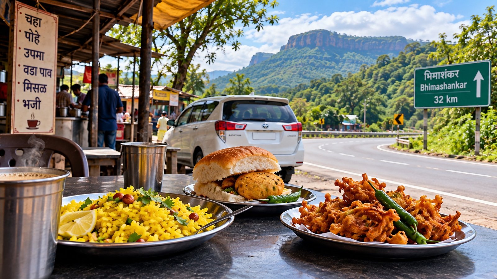 Food and refreshment break during Nashik to Bhimashankar journey