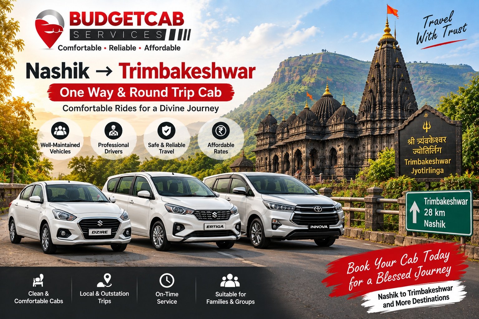 Book Nashik to Trimbakeshwar One Way Cab