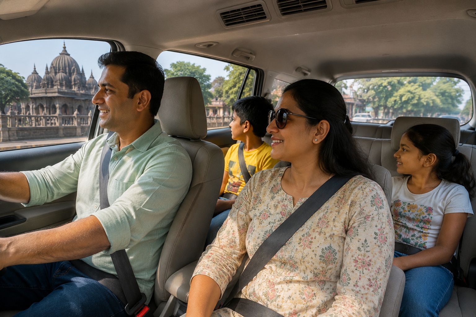 Family travelling in a Nashik One Day Cab