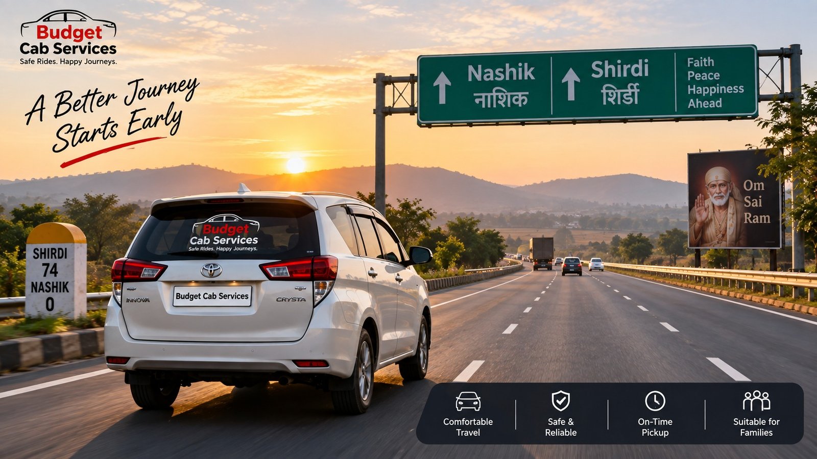 Morning Nashik to Shirdi cab journey