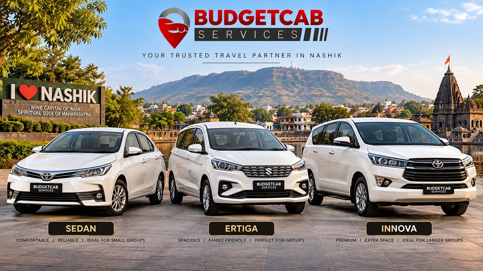 Sedan Ertiga and Innova cab options for Nashik sightseeing