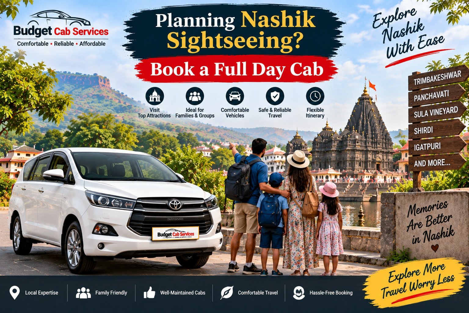 Full day taxi in Nashik for local sightseeing and travel