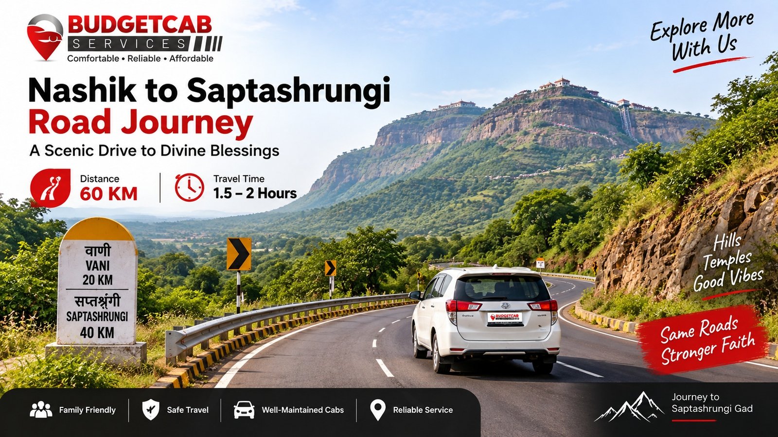 Nashik to Saptashrungi road route through the hills