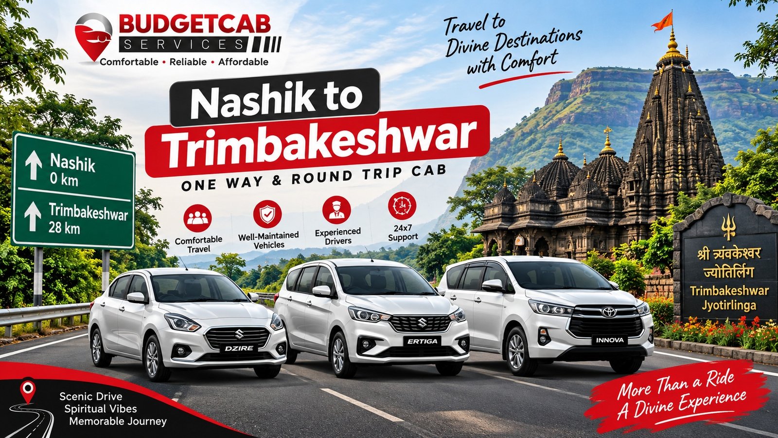 Nashik to Trimbakeshwar cab fare and taxi service