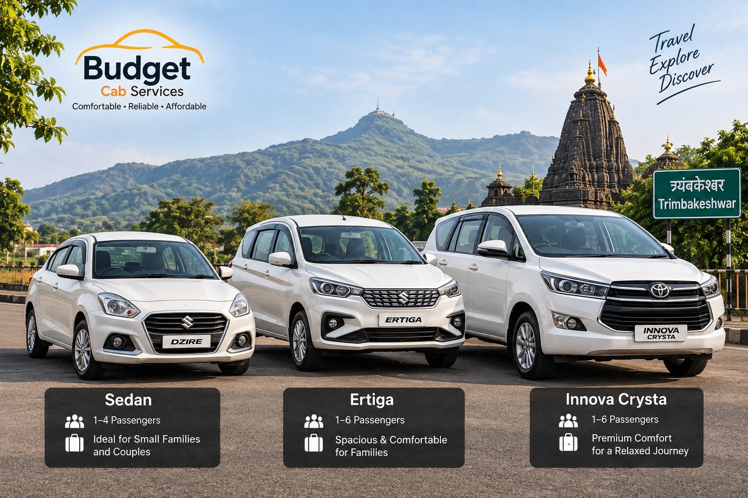 Sedan Ertiga and Innova Crysta cab options in Nashik