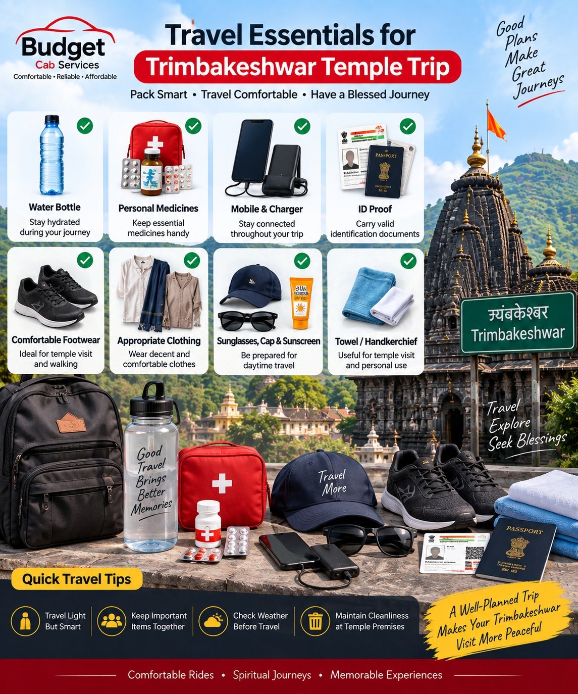 travel essentials for Trimbakeshwar temple trip