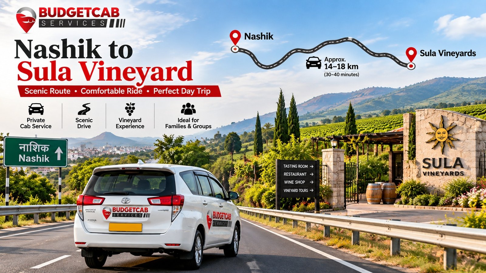 Nashik to Sula Vineyard taxi route for a vineyard day trip
