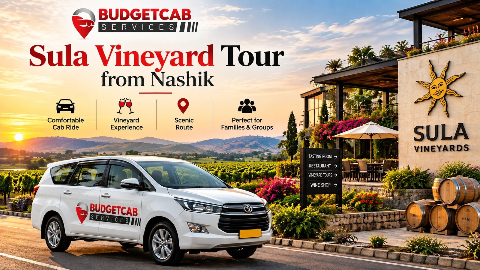Sula Vineyard Cab from Nashik with vineyard landscape and cab