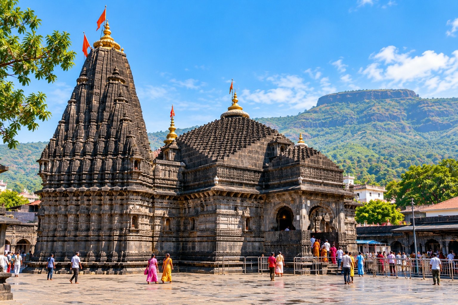 Trimbakeshwar Temple near Nashik, an important pilgrimage destination that families may consider when planning a longer sightseeing trip.